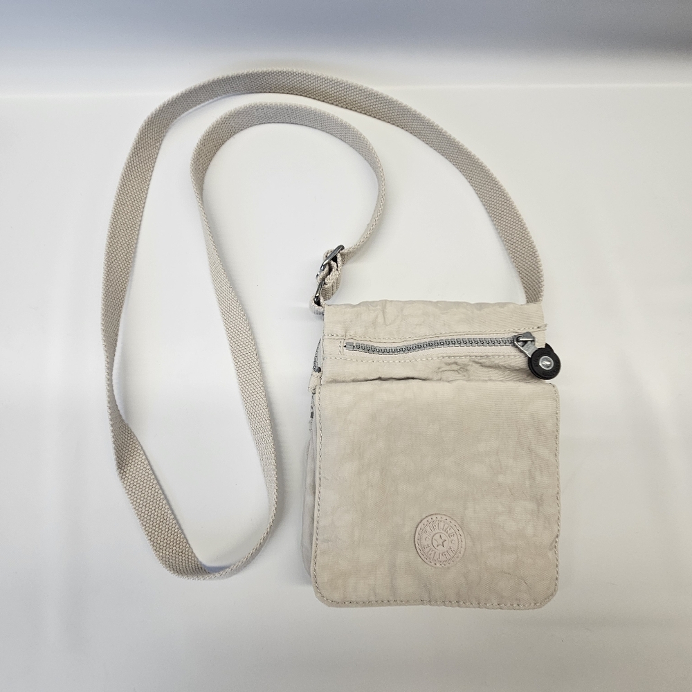 Kipling Off White Khaki Crossbody Eldorado Small Travel Bag Purse Adjustable